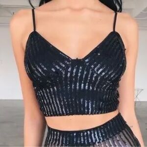 Guess Sequin Black Mini Tank Top XS